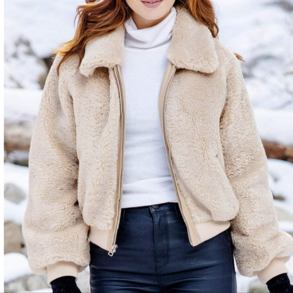 🧸 EUC Donna Salyers Fabulous Furs Slone Faux Sherpa Lined Zip Front Teddy Coat - Picture 4 of 16